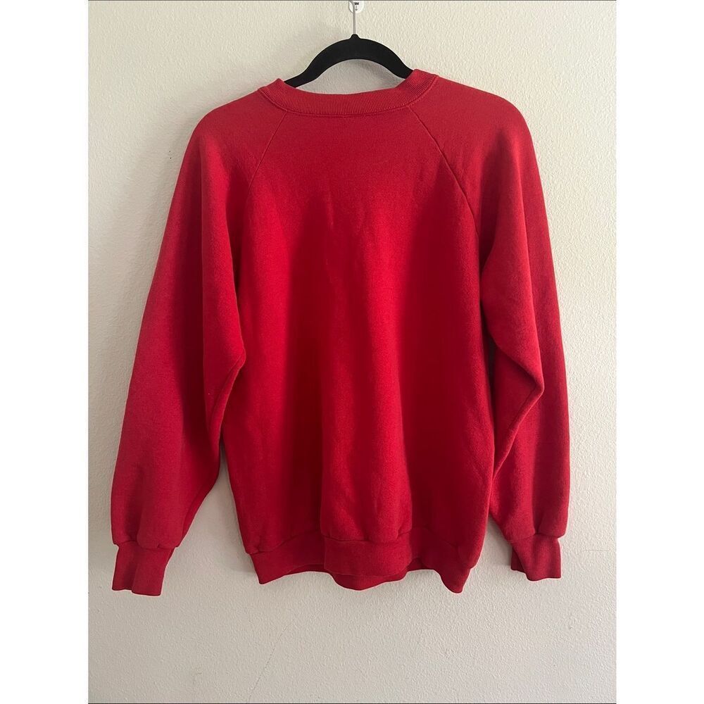 Vintage Christmas Teddy Bear Sweatshirt Red Toy Train Gifts Holiday Womens L USA - Picture 4 of 5